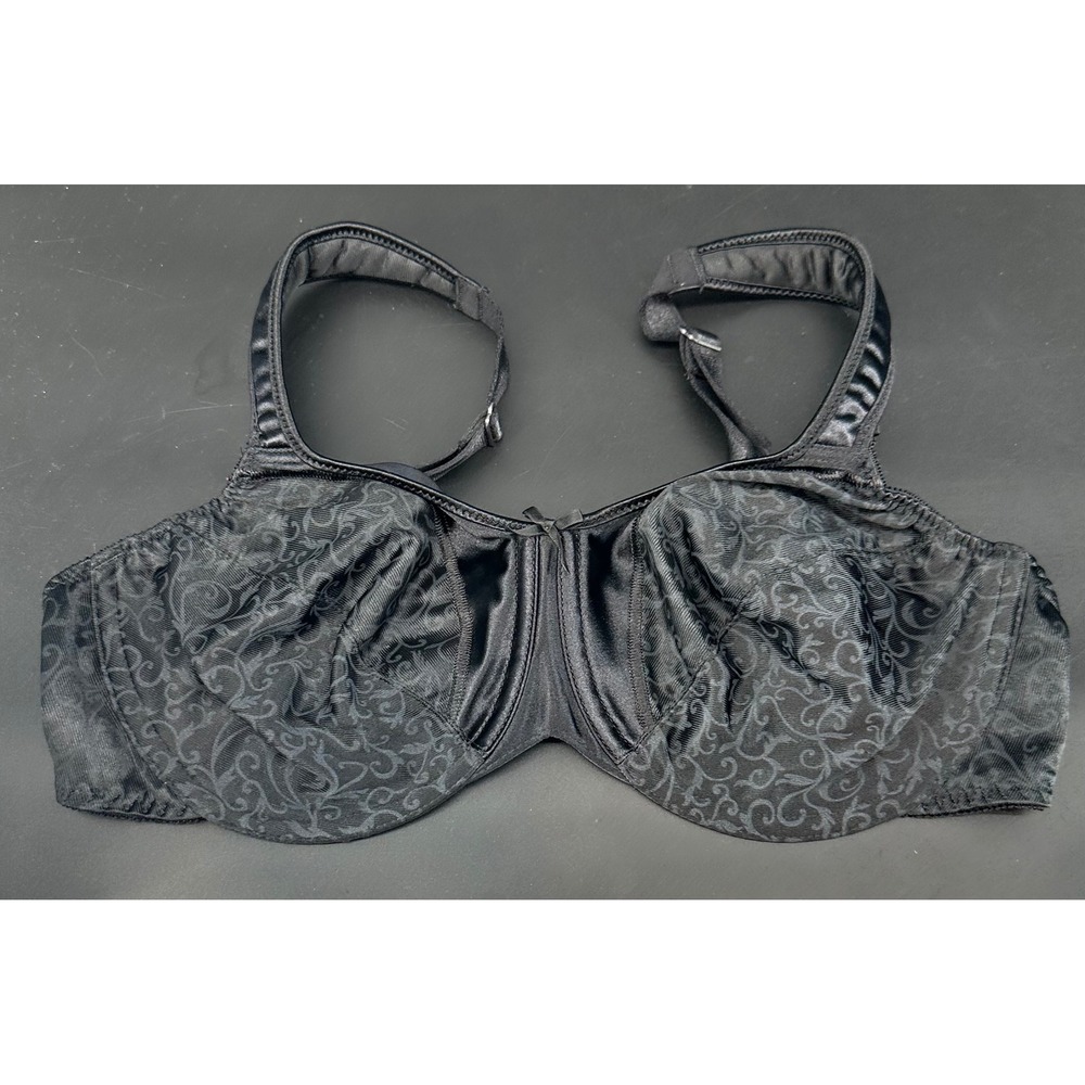 Bali 3562 Satin Tracings Minimizer Underwire Bra Black Scroll 38C